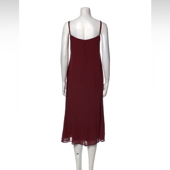 NWT Reformation Arie Midi dress plum burgundy red color with ruched square neck - Picture 8 of 9